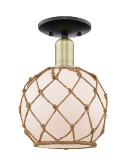 Arcadia One Light Semi-Flush Mount in Black Antique Brass (405|7161CBABG1218RB)