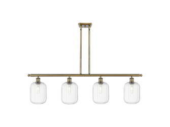 Ballston Four Light Island Pendant in Antique Brass (405|5164IABG4607CL)