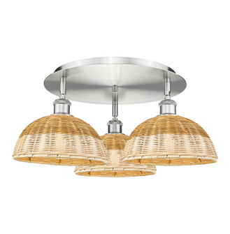 Ballston Three Light Semi-Flush Mount in Satin Nickel (405|5163CSNNBD29NAT)