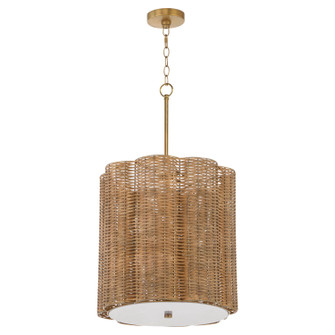 Boracay Four Light Pendant in Natural Cane/Antique Brass (208|11936)