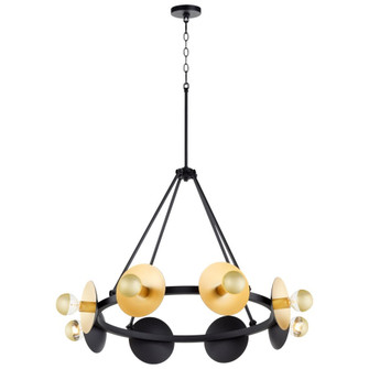 Eight Light Chandelier in Noir And Gold Leaf (208|10980)