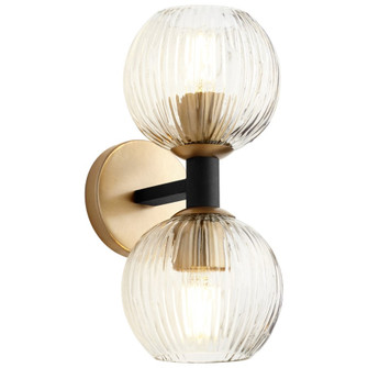 Two Light Wall Mount in Noir / Aged Brass (208|10964)