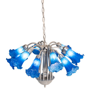 Blue Tiffany Pond Lily 12 Light Chandelier in Light Sandstone (57|287463)