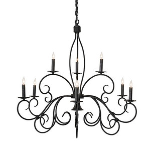 Grace Ten Light Chandelier in Satin Black Wrought Iron (57|289484)