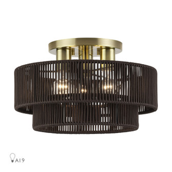 Acordia Three Light Semi-Flush Mount in Antique Brass (107|4913301)