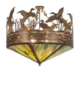 Ducks In Flight Four Light Semi-Flush Mount in Antique Copper (57|286390)