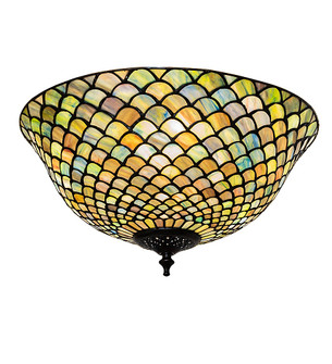 Tiffany Fishscale Three Light Flush Mount in Mahogany Bronze (57|281858)