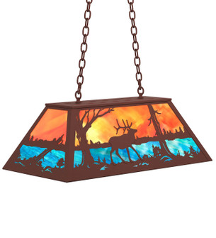 Elk At Lake Six Light Pendant in Rust (57|234143)