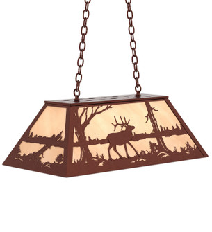 Elk At Lake Six Light Pendant in Rust (57|140474)