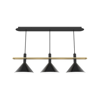 Raceway Three Light Linear Chandelier in Silk Gray w/Brushed Brass (518|CHR4223891C02)