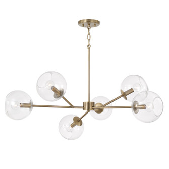 Atlas Six Light Chandelier in Aged Brass (65|461561AD661)