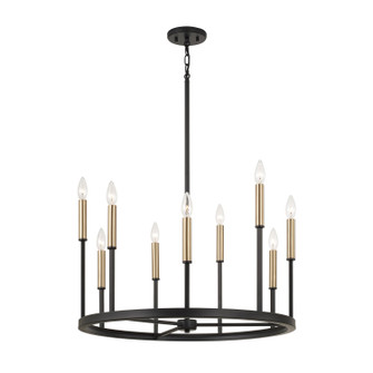 Davis Nine Light Chandelier in Espresso and Brass (65|458381ER)