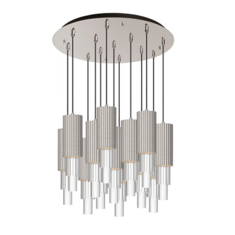 Bordeaux LED Pendant in Brushed Nickel/Clear Ribbed Glass (452|MP502204BNCR13)