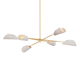 Ken Six Light Chandelier in Vintage Gold Leaf (67|F3460VGL)