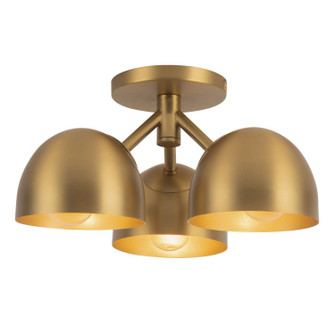 Fosso Three Light Semi-Flush Mount in Brushed Gold (347|SF13312BG)