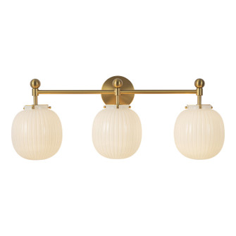 Cherise Three Light Bathroom Vanity in Brushed Gold/Glossy Ribbed Opal Glass (452|VL579328BGGR)