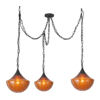 Farrah Three Light Pendant in Matte Black/Amber (452|MP651312MBAM)
