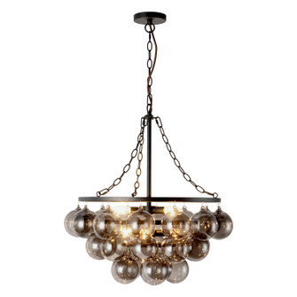 Faye Six Light Chandelier in Matte Black/Smoked Solid Glass (452|CH654624MBSM)