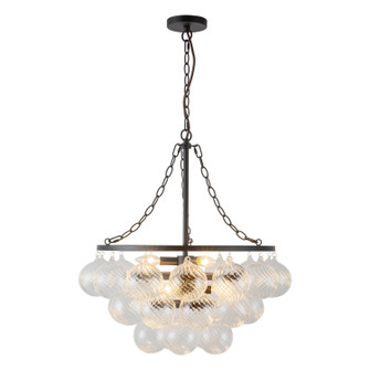 Faye Six Light Chandelier in Matte Black/Clear Ribbed Glass (452|CH654624MBRC)