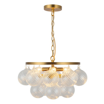Faye Three Light Chandelier in Brushed Gold/Clear Ribbed Glass (452|CH654318BGRC)