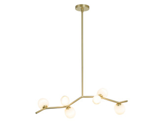 Hampton LED Chandelier in Brushed Brass With White Glass (192|HF4806WHT)