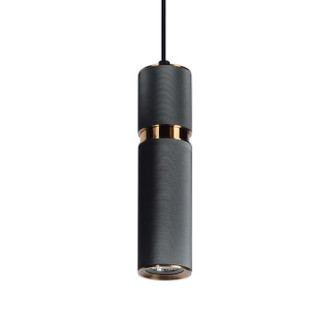 Cicada LED Pendant in Knurled Dark Grey With Brass (192|HF1074DGY)