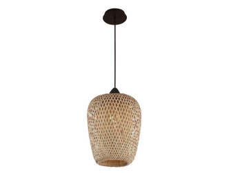 Tulum One Light Pendant in Bamboo Wicker And Black (192|HF1001BW)