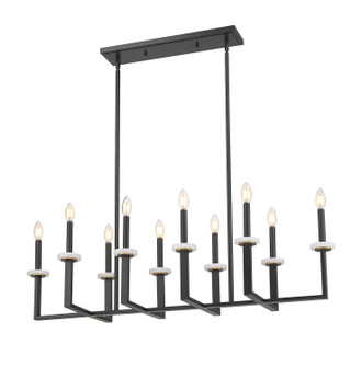 Gaultier Ten Light Linear Chandelier in Matte Black + Modern Gold (224|610010LMB)