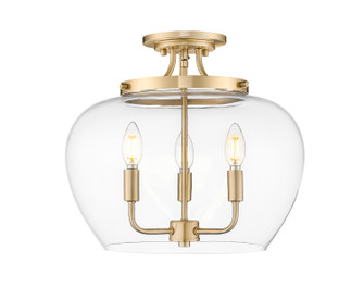 Joliet Three Light Semi Flush Mount in Burnished Brass (224|473SFBBR)