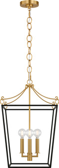 Carlyle Three Light Lantern in Midnight Black | Burnished Brass (454|KSC1183MBK)
