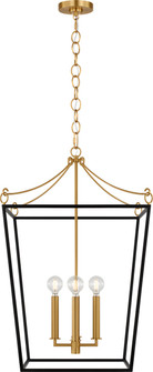 Carlyle Four Light Lantern in Midnight Black | Burnished Brass (454|KSC1174MBK)