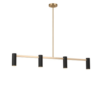 Zentro Four Light Linear Chandelier in Satin Brass (1|GLC2074SB)