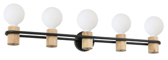 Chieveley Five Light Bath/Vanity in Matte Black & Wood (217|205369A)