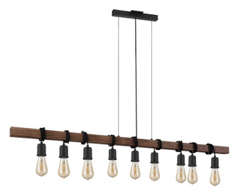 Violon Nine Light Pendant in Black & Dark Brown Wood (217|204242A)
