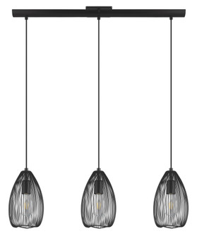Clevedon Three Light Linear Pendant in Black (217|49142A)