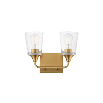 Hudson Two Light Bath Vanity in Natural Aged Brass (16|12882CLNAB)