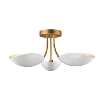 Maris Three Light Semi Flush Mount in White/Natural Aged Brass (16|10823WTNAB)