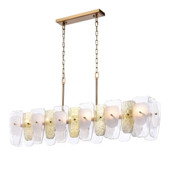 Strata Six Light Linear Chandelier in Lacquered Gold (581|852036)