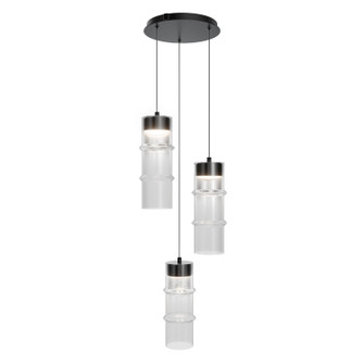 Kanister LED Chandelier in Black/White Glass (34|PD413603RTWABKWT)