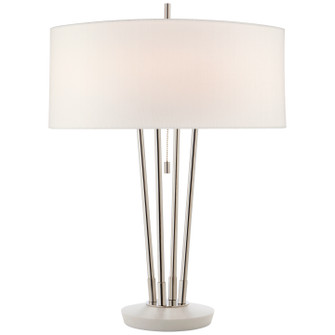Stefano Two Light Table Lamp in Polished Nickel and White Marble (268|TOB3736PNWML)