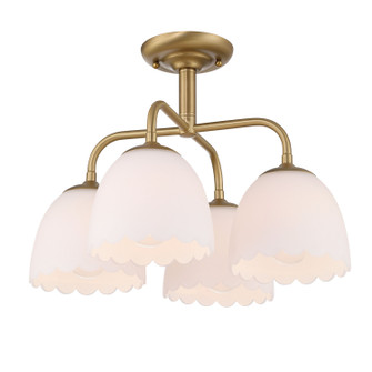 Dorinda Four Light Semi-Flush Mount in Brushed Champagne Brass (62|69544SFBCBOP)