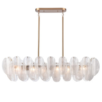 Chateau Six Light Linear Chandelier in Satin Brass (581|854136)
