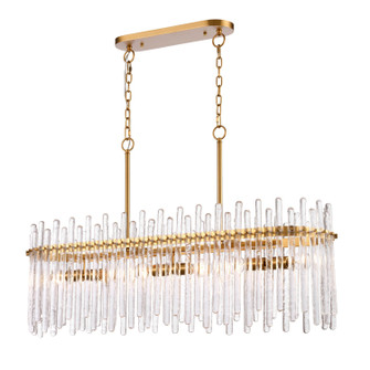 Icicles Six Light Linear Chandelier in Satin Brass (581|850996)