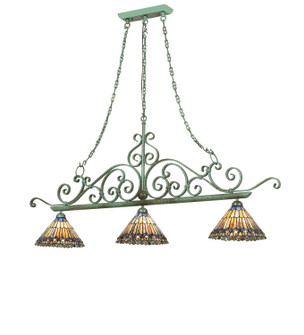Tiffany Jeweled Peacock Three Light Island Pendant in Tarnished Copper (57|278573)