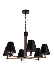 Blake Six Light Chandelier in Flat Black/Satin Brass (46|60926FBSB)
