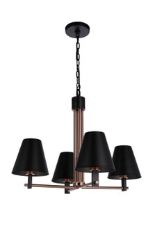 Blake Four Light Chandelier in Flat Black/Satin Brass (46|60924FBSB)