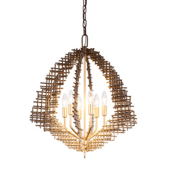 Construct Six Light Pendant in Dark Bronze / French Gold (137|559P06DBFG)
