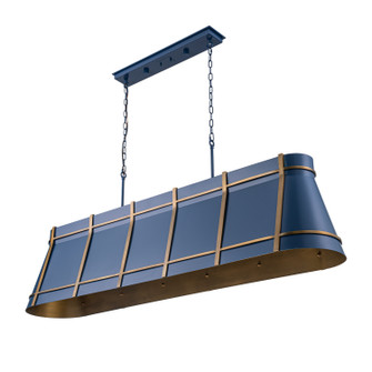 Brasserie Six Light Linear Pendant in French Blue/Heritage Bronze (137|536N06FBBRZ)