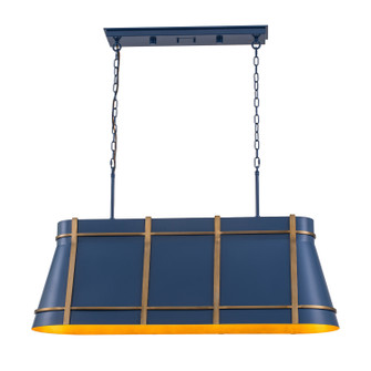 Brasserie Four Light Linear Pendant in French Blue/Heritage Bronze (137|536N04FBBRZ)