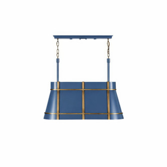 Brasserie Three Light Linear Pendant in French Blue/Heritage Bronze (137|536N03FBBRZ)